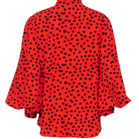 Hunter Bell Vibrant Orange Blouse with Black Spots XS - Picture 2 of 5